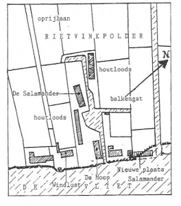 Afb. 2. Plattegrond van de oude en nieuwe standplaats van molen De Salamander